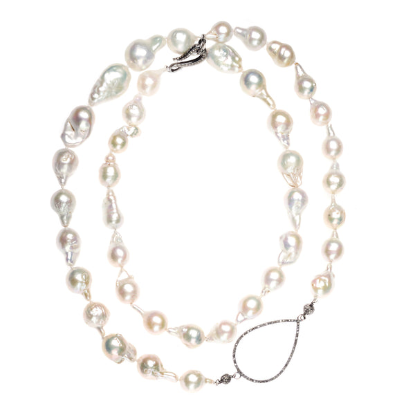 Baroque Pearl and Diamond Raindrop Necklace