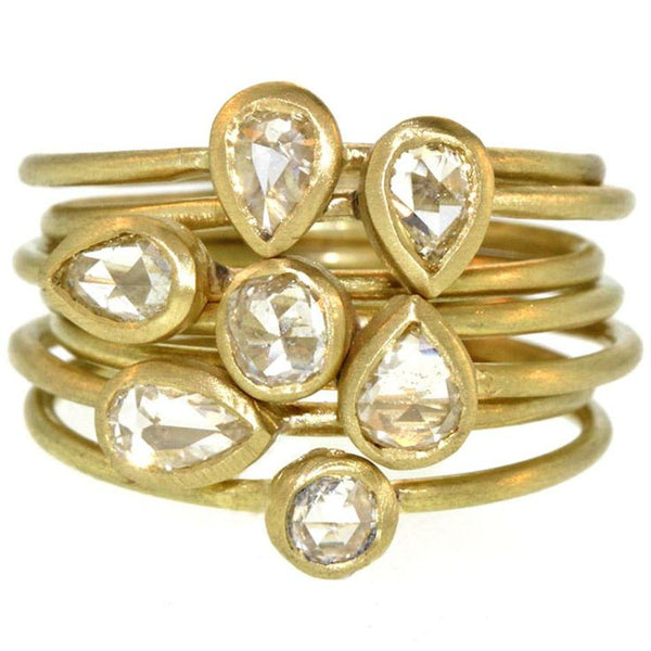 Hammered Gold and Diamond Rings - SOLD OUT!
