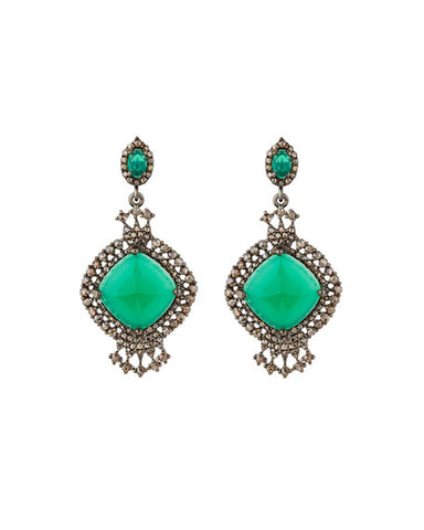 Green Onyx and Rose Cut Diamond Earrings - SOLD OUT!