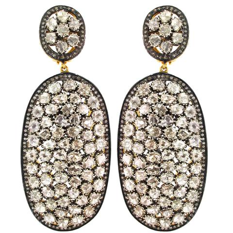 Rose Cut Oval Diamond Earring