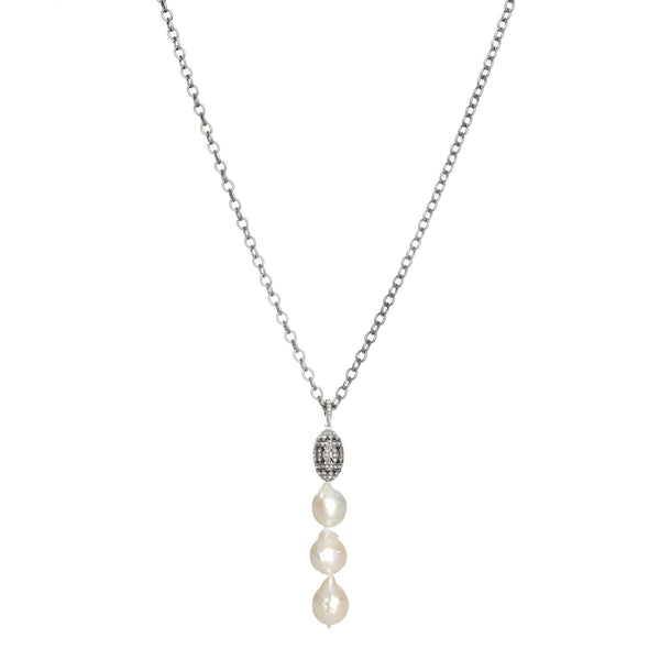 Baroque Pearl and Diamond Drop Necklace