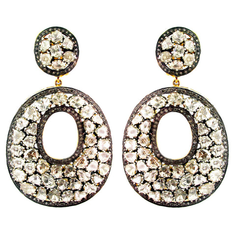 Rose Cut Diamond Circle Earrings