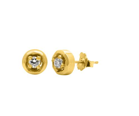 Halo Stud Earrings - Yellow Gold